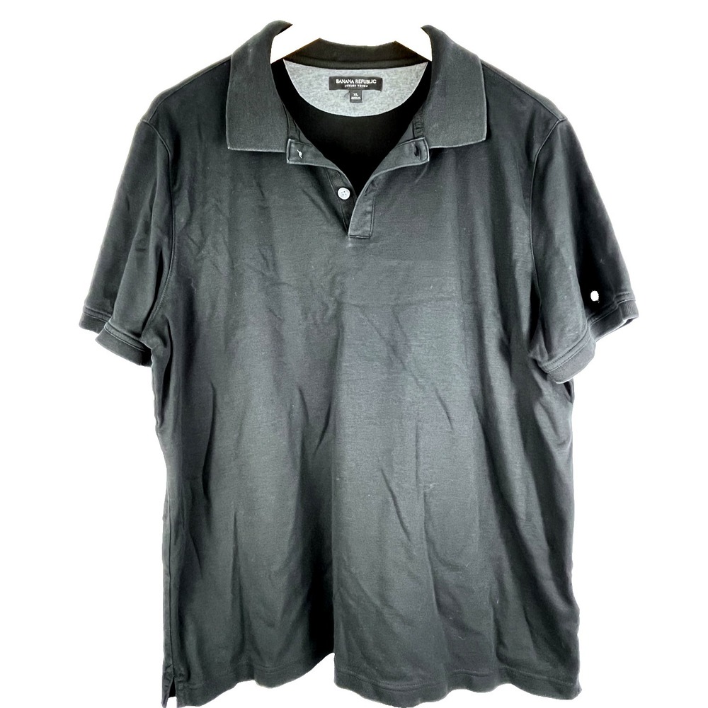 Banana Republic Men's Luxury Touch Black Polo Short Sleeve‎ Shirt XL